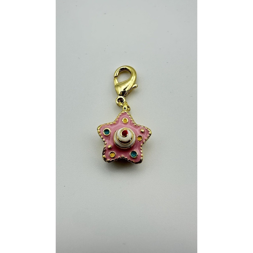 G.I.R.L.S Bakery Pink Enamel Star Cupcake Charm Gold Tone Lobster Clasp Novelty